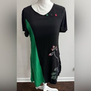 Black and Green Floral Women's Dress